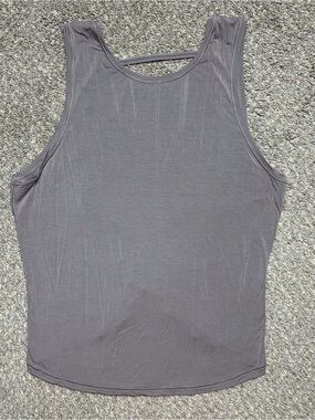 Lululemon Taupe Gray Open Back Tank Top Athletic Gym Workout